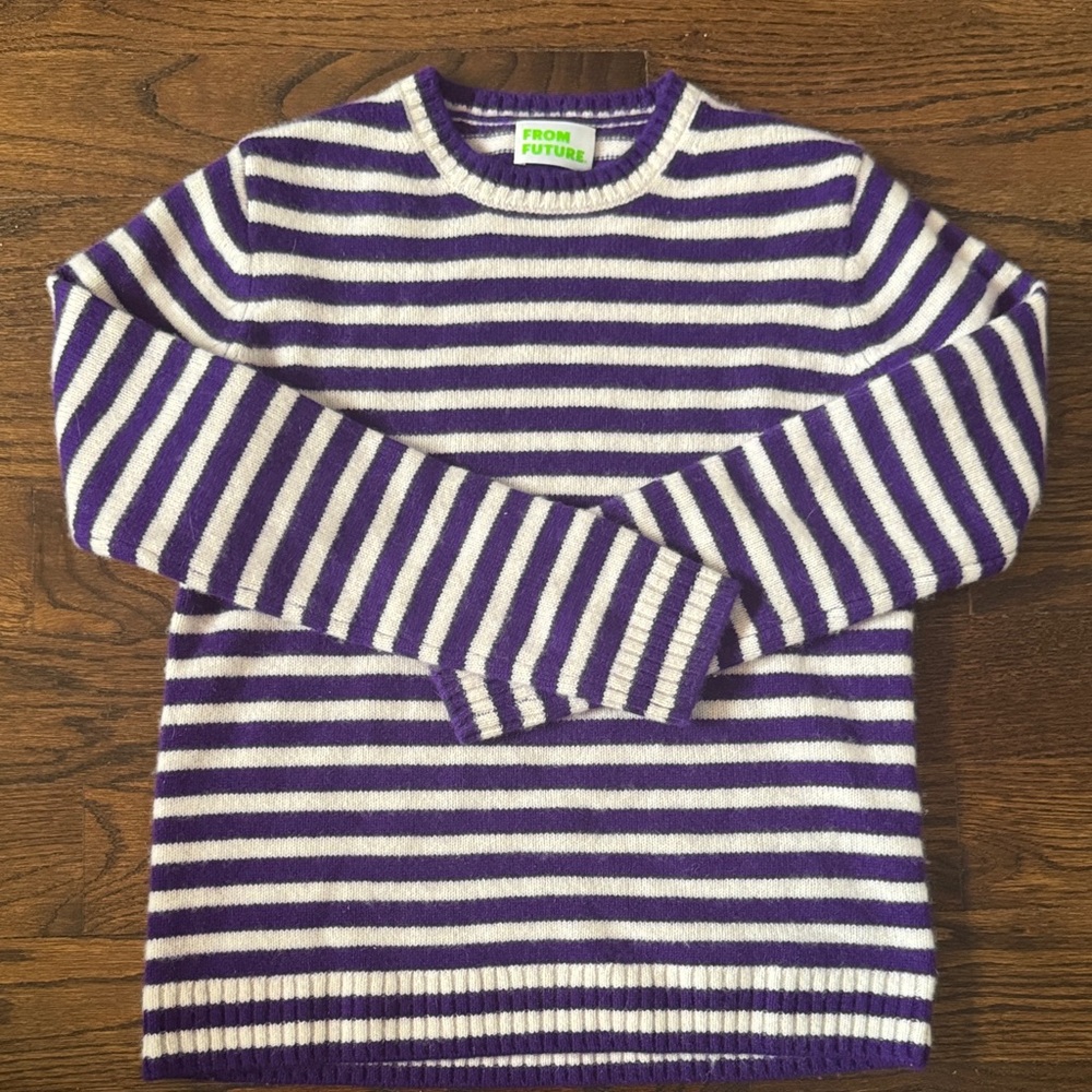 From Future Purple and White Striped Women's Sweater
